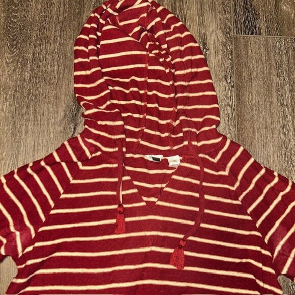 Roxy Juniors' Long Night Striped Hooded Top, Ruhbarb Basic Stripes Size Small S - Picture 3 of 5